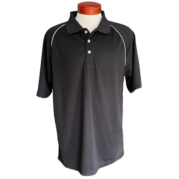 Reebok PlayDry Black 3 Button Polo Golf Shirt XL - Picture 1 of 6